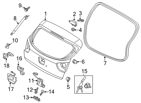 2022 Kia Rio Gate & Hardware Tail Gate Latch Assembly Diagram for 81230H8000
