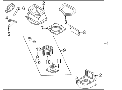1998 Infiniti QX4 Blower Motor & Fan Motor Assembly Blower Diagram for 27226-1W600