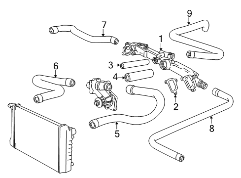 1997 BMW 540i Hoses, Lines & Pipes Hose For Engine Inlet And Water Valve Diagram for 64218391005