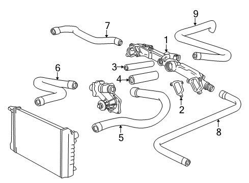 1997 BMW 540i Hoses, Lines & Pipes Radiator And Engine Return Hose Diagram for 64218391013