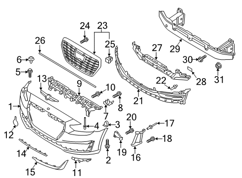 2019 Genesis G90 Front Bumper Bolt Diagram for 64195-B1000