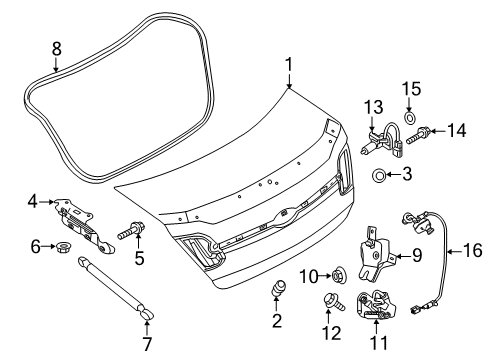 2014 Ford Special Service Police Sedan Trunk Lid Trunk Lock Nut Diagram for -N804795-S4241