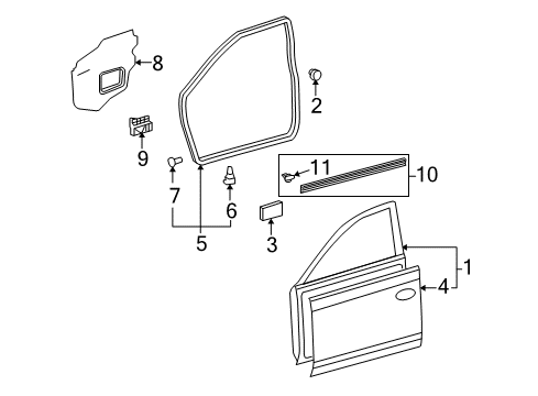 2009 Toyota Venza Front Door Outer Panel Diagram for 67111-0T010