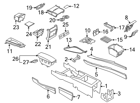 2019 BMW X6 Center Console Trim, Power Socket And Switch Diagram for 51169252010