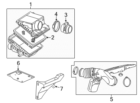 2010 GMC Yukon Air Intake Air Cleaner Assembly Diagram for 25998076