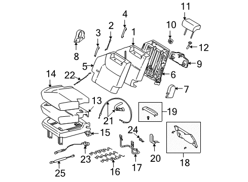 2005 Toyota Sienna Rear Seat Components Seat Cushion Pad Diagram for 79235-08010