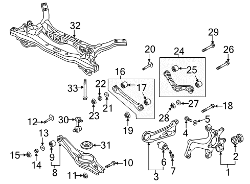 2017 Hyundai Elantra Rear Suspension, Lower Control Arm, Upper Control Arm, Stabilizer Bar, Suspension Components Bolt Diagram for 55447-C1100