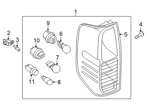 2014 Nissan Frontier Bulbs Lamp Assembly-Rear Combination, LH Diagram for 26555-EA825