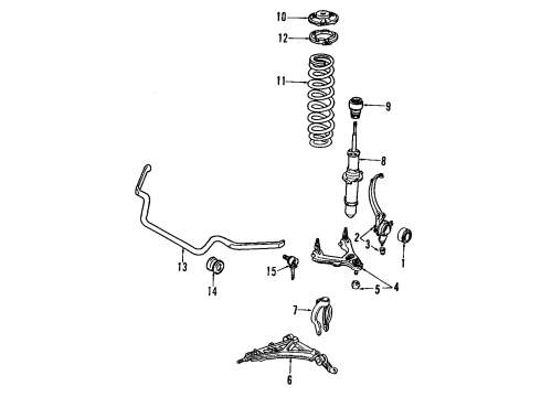 1992 Acura Legend Front Suspension Components, Lower Control Arm, Upper Control Arm, Stabilizer Bar Knuckle, Left Front Diagram for 51215-SP0-020