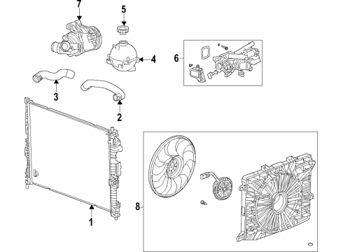 2021 Cadillac XT6 Cooling System, Radiator, Water Pump, Cooling Fan Fan Assembly Diagram for 84595305
