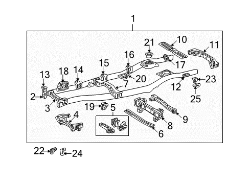 1999 Lexus LX470 Frame & Components Crossmember Diagram for 51281-60110