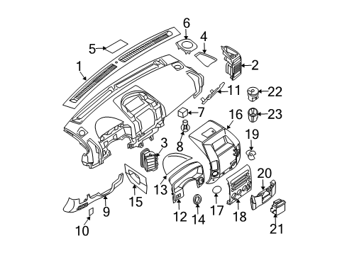 2007 Nissan Titan Cluster & Switches, Instrument Panel Mat-Pocket Deck Diagram for 68532-9FD0A