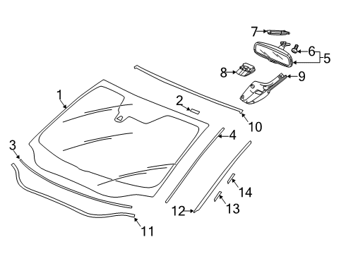 2019 Honda Clarity Windshield Glass, Reveal Moldings Cover Diagram for 36166-TRV-A01