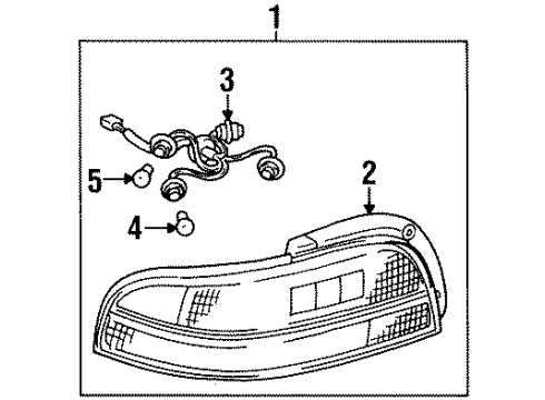 1996 Toyota Avalon Combination Lamps Lens Socket Diagram for 81555-AC010