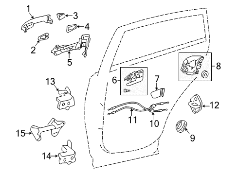 2017 Toyota RAV4 Rear Door Handle, Outside Diagram for 69211-42060