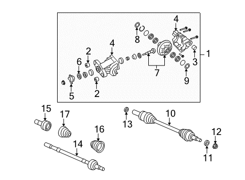 2009 Pontiac G8 Axle & Differential - Rear Joint Kit, Rear Wheel Drive Shaft Outer Cv Diagram for 92231104