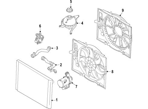 2020 BMW 530i Cooling System, Radiator, Water Pump, Cooling Fan Coolant Feed Line Pipe Diagram for 17128602615