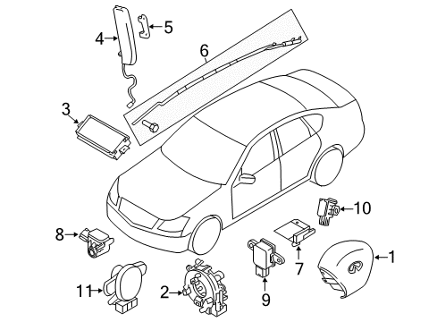 2011 Infiniti M56 Air Bag Components Sensor-Air Bag, Front Center Diagram for K8581-1EA0A