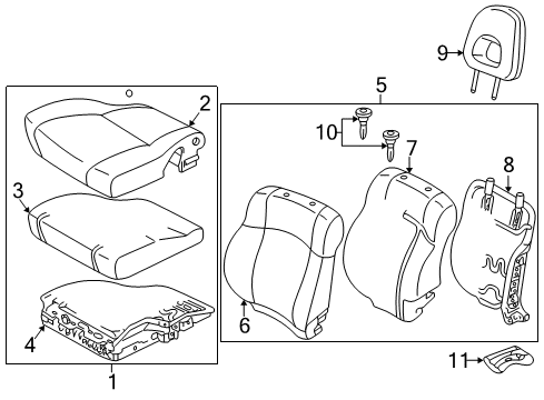 1999 Toyota RAV4 Front Seat Components Cushion Assembly Diagram for 71410-42111-B9