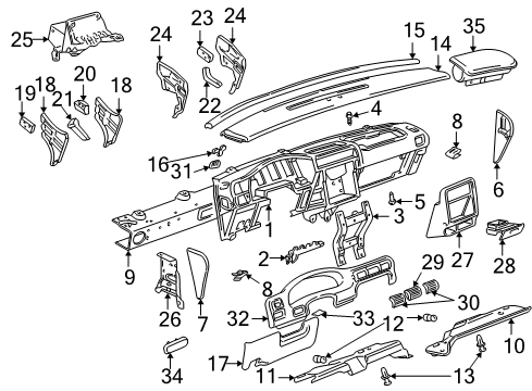 1997 Pontiac Trans Sport Instrument Panel Plate Asm-Instrument Panel Cluster Trim *Graphite Diagram for 10423031