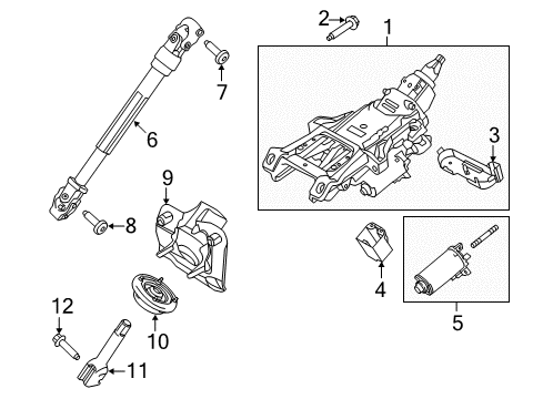 2015 Lincoln MKX Steering Column & Wheel, Steering Gear & Linkage Column Assembly Diagram for DA1Z-3C529-C