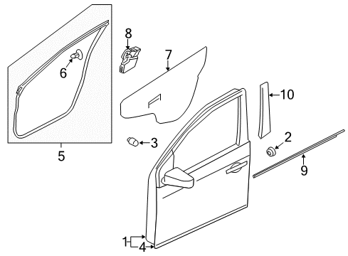 2016 Nissan Juke Front Door & Components, Exterior Trim Pad Front Door Outer, LH Diagram for 80859-1KA0A