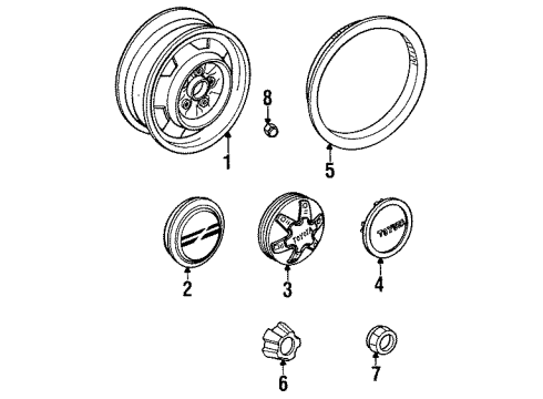 1987 Toyota Pickup Wheels Wheel Hub Ornament Sub-Assembly Diagram for 42603-35090