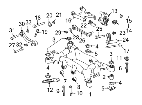 2010 BMW M5 Rear Suspension Components, Lower Control Arm, Upper Control Arm, Ride Control, Stabilizer Bar Hex Bolt With Washer Diagram for 33306760347