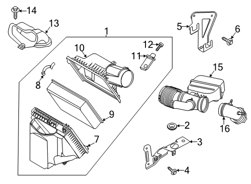 2021 Ford F-350 Super Duty Powertrain Control Air Cleaner Assembly Lower Insulator Diagram for LC3Z-9P686-A