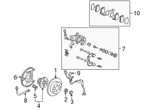 2005 Honda Civic Rear Brakes Pad Set, Rear Diagram for 43022-S6D-E51