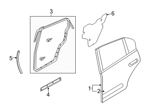 2004 Infiniti G35 Rear Door Weatherstrip-Rear Door, LH Diagram for 82831-AL501