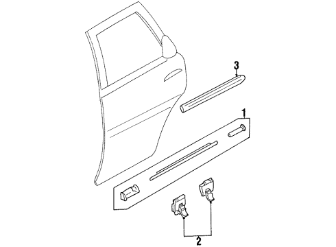 1997 Mercury Tracer Exterior Trim - Rear Door Body Side Molding Diagram for 3S4Z-5425532-AAPTM