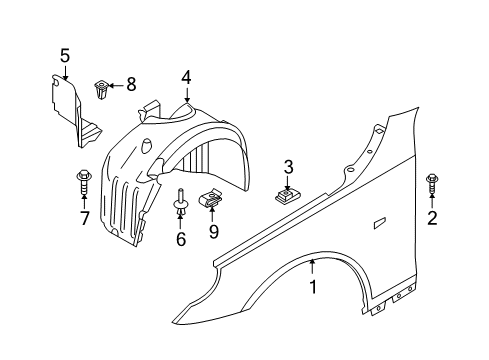 2004 BMW 545i Fender & Components Cover, Wheel Housing, Front Right Diagram for 51717033750