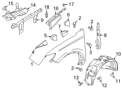 2016 Lincoln MKX Fender & Components Closure Panel Diagram for FA1Z-5802038-A