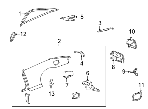 2001 Pontiac Sunfire Quarter Panel & Components Housing Asm-Fuel Tank Filler Pipe Diagram for 22690001