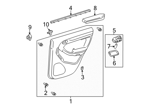 2007 Toyota 4Runner Rear Door Door Trim Panel Diagram for 67630-35740-B0