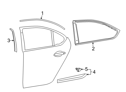 2015 Lexus LS460 Exterior Trim - Rear Door MOULDING Sub-Assembly, Rear Door Diagram for 75075-50180-A0