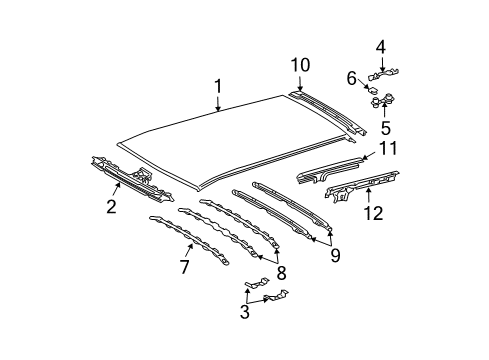 2009 Lexus RX350 Roof & Components Reinforcement, Roof Panel, NO.3 Diagram for 63143-48040