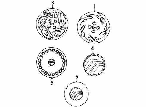 1999 Mercury Tracer Wheel Covers & Trim Center Cap Diagram for F7CZ1130BB