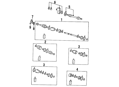 1994 Hyundai Scoupe Drive Axles - Front Joint & Shaft Kit-Front Axle W Diagram for 49508-23B00