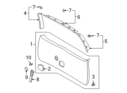 2006 Toyota Sienna Interior Trim - Lift Gate Pull Strap Cover Diagram for 67963-08010-B2