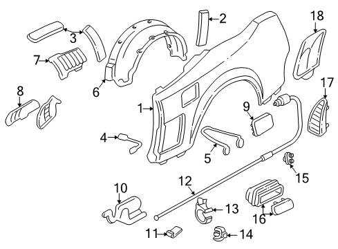 1992 Acura NSX Quarter Panel & Components Clip, Throttle Cable Diagram for 91590-PN1-003