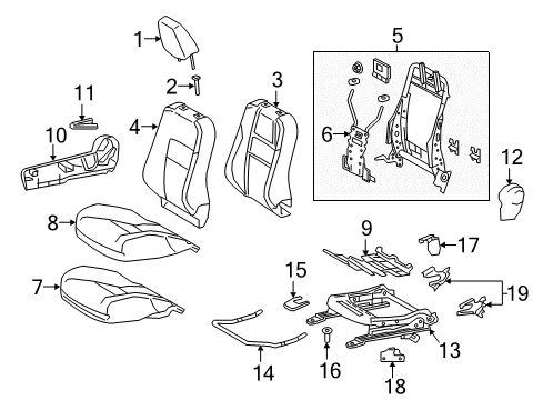 2018 Toyota Corolla iM Passenger Seat Components Seat Back Cover Diagram for 71073-1AD70-C2