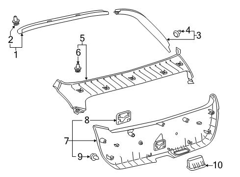 2020 Toyota Prius AWD-e Interior Trim - Lift Gate Upper Gate Trim Diagram for 64790-47060-C0