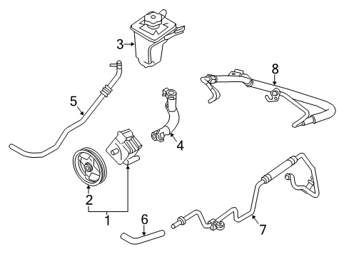 2005 Lincoln LS P/S Pump & Hoses, Steering Gear & Linkage Power Steering Pump Diagram for 5W4Z-3A696-A