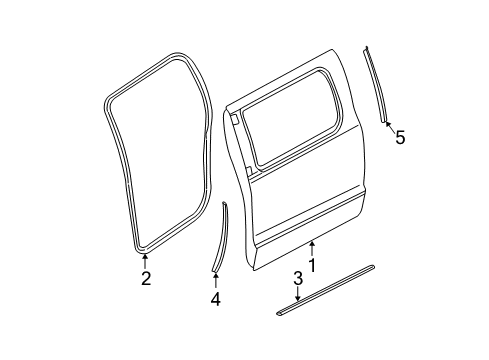 2002 Dodge Dakota Rear Door Seal-Rear Door Diagram for 55362046AD