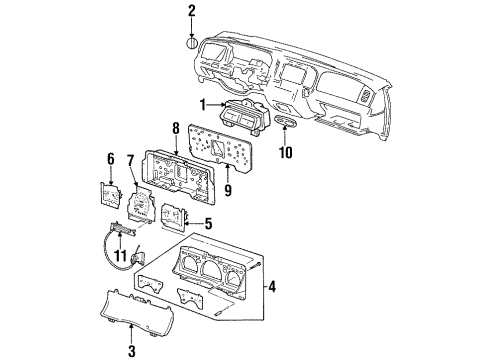 1999 Ford Crown Victoria Cluster & Switches Speedometer Head Diagram for F8AZ-17255-AA