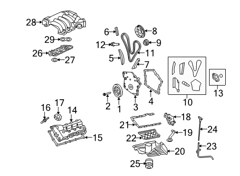 2008 Dodge Avenger Engine Parts, Mounts, Cylinder Head & Valves, Camshaft & Timing, Oil Pan, Oil Pump, Crankshaft & Bearings, Pistons, Rings & Bearings Guide-Timing Chain Diagram for 4892353AA