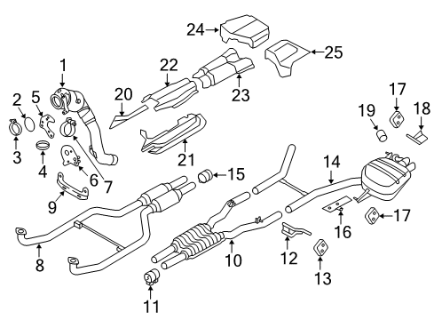 2013 BMW 750Li xDrive Exhaust Components Holder Catalytic Converter Near Engine Diagram for 18327619011