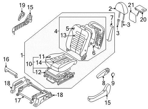 2010 Kia Sedona Front Seat Components Cushion Assembly(W/O Track Diagram for 881004D255AGW